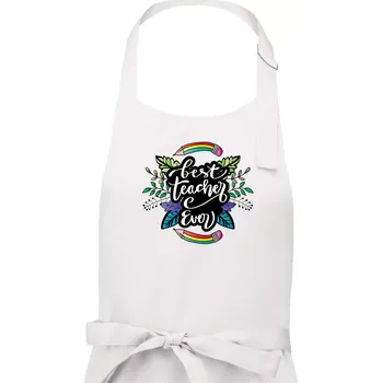 Kuchyňská zástěra Barevné tužky best teacher ever - Dámská zástěra na vaření - Univerzální velikost ( Bílá )