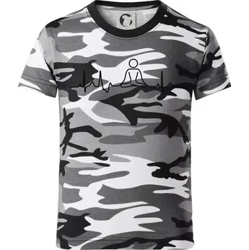 Chlapecké tričko Ekg yoga - Dětské maskáčové triko - 146 cm/10 let ( Šedý maskáč )