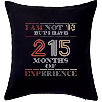 Polštář 18 years 215 months of experience - Polštář 50x50 - 50x50 - Pouze potah ( Černá )