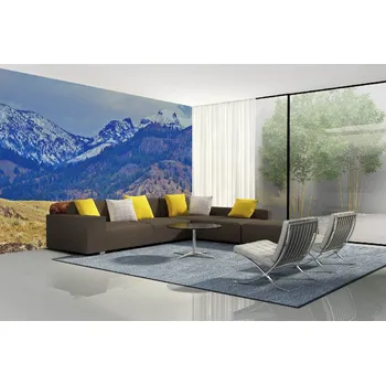 Fototapeta DIMEX | Samolepicí vliesová fototapeta na zeď Bizon v horách MA-5-3028 | 375 x 250 cm | modrá, bílá, žlutá, hnědá + Samolepicí vliesová fototapeta na stěnu DIMEX Bizon v horách MA53028 v rozměru 375 x 250 cm