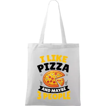 I like pizza and maybe 3 people - Taška bavlněná - 42 x 38 cm ( Bílá )