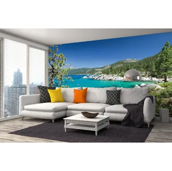 Fototapeta DIMEX | Samolepicí vliesová fototapeta na zeď Jezero Tahoe MA-5-3146 | 375 x 250 cm | zelená, modrá, bílá + Samolepicí vliesová fototapeta na stěnu DIMEX Jezero Tahoe MA53146 v rozměru 375 x 250 cm