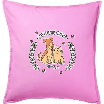 Polštář Kočka a pes best friends - Polštář 50x50 - 50x50 - Pouze potah ( Růžová )