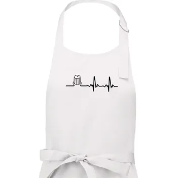 Kuchyňská zástěra Muzikant volume EKG - Dámská zástěra na vaření - Univerzální velikost ( Bílá )
