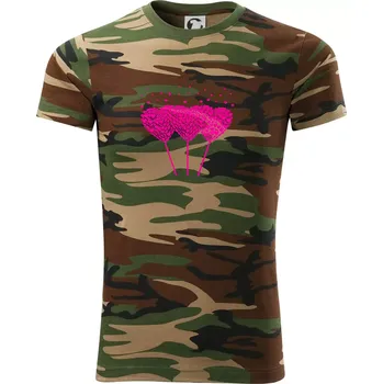 Pánské tričko Srdce balónky - Army CAMOUFLAGE - XS ( Hnědý maskáč )