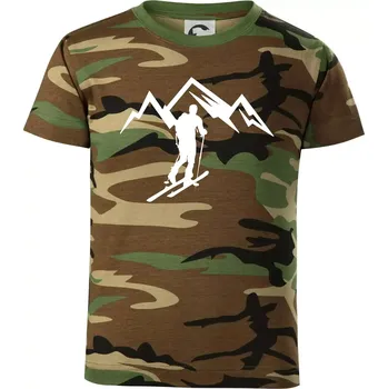 Chlapecké tričko Skialp výlet na hory - Dětské maskáčové triko - 104-110cm / 3-4 roky ( Hnědý maskáč )