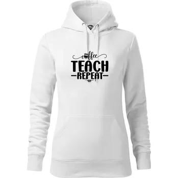 Dámská mikina Coffee teach repeat - Mikina dámská Cape s kapucí - S ( Bílá )