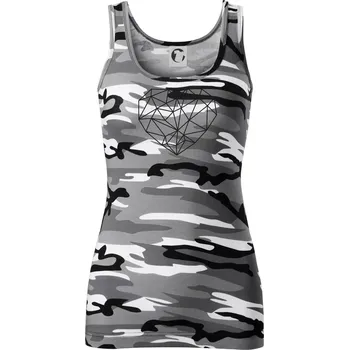 Dámské tričko Srdce geometrie - Dámské Maskáčové tílko - S ( Šedý maskáč )