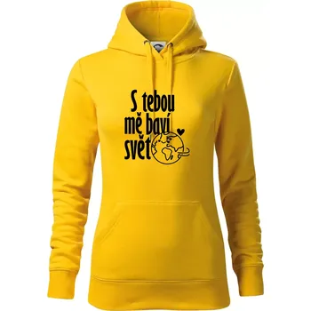 Dámská mikina S tebou mě baví svět - Mikina dámská Cape s kapucí - XL ( Žlutá )