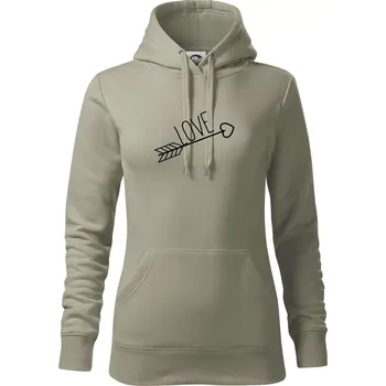 Dámská mikina Love šíp - Mikina dámská Cape s kapucí - XS ( Light khaki )