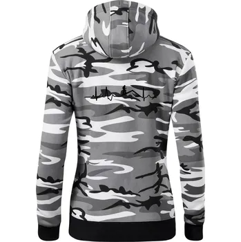 Dámská mikina Skialp EKG hory - Dámská mikina trendy zipper s kapucí - M ( Šedý maskáč )