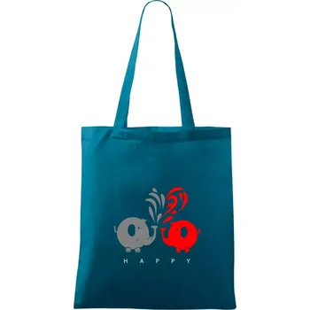 Slon veselý - Taška bavlněná - 42 x 38 cm ( Petrolejová )
