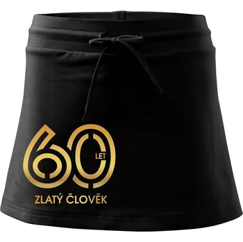 Dámská sukně 60 let zlatý člověk - Sportovní sukně - two in one - S ( Černá )