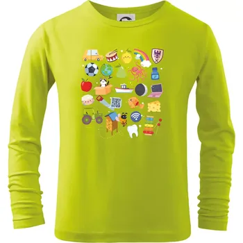 Dětská móda Obrázková abeceda - Triko dětské Long Sleeve - 122 cm/6 let ( Limetková )