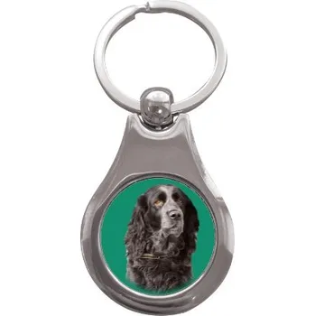 Přívěsek na klíče kolečko s potiskem Modrý pikardský ohař