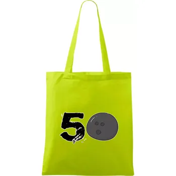Bowling kulaté narozeniny 50 - Taška bavlněná - 42 x 38 cm ( Limetková )