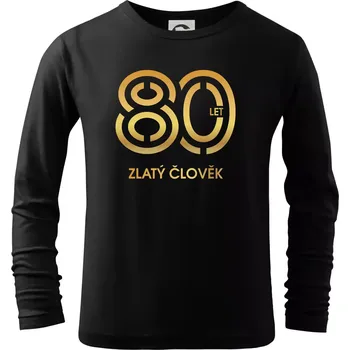 Chlapecké tričko 80 let zlatý člověk - Triko dětské Long Sleeve - 122 cm/6 let ( Černá )