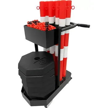 Plotový sloupek Bílo-červený ocelový gumový sloupek (sada) S - průměr 6 cm, výška 100 cm