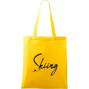 Skiing nápis lyžař - Taška bavlněná - 42 x 38 cm ( Žlutá )