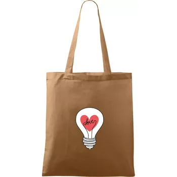 Nákupní taška Love žárovka rozum - Taška bavlněná - 42 x 38 cm ( Cappuccino )