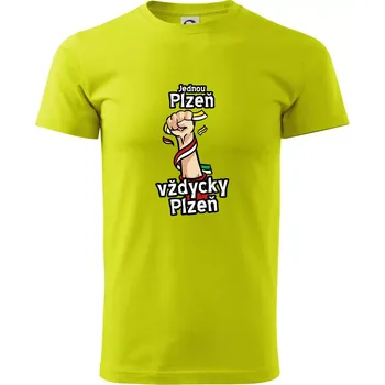 Jednou Plzeň vždycky Plzeň - Klasické pánské triko vyšší gramáže - M ( Limetková )