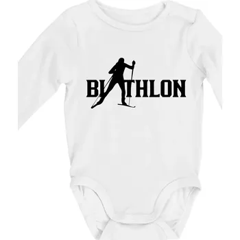 Biathlon nápis - Body kojenecké s dlouhým rukávem - Dlouhý r. do 3 měs ( Bílá )