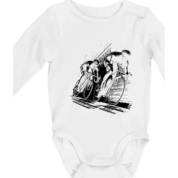 Silniční cyklistika skica - Body kojenecké s dlouhým rukávem - Dlouhý r. 6-12 měs ( Bílá )