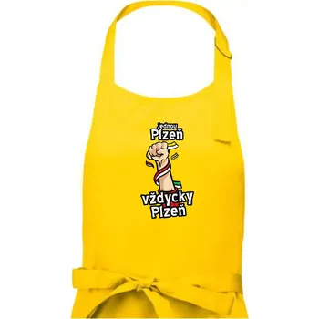 Kuchyňská zástěra Jednou Plzeň vždycky Plzeň - Pánská zástěra na vaření - Univerzální velikost ( Žlutá )