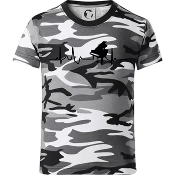 Chlapecké tričko Piano ekg - křídlo - Dětské maskáčové triko - 104-110cm / 3-4 roky ( Šedý maskáč )