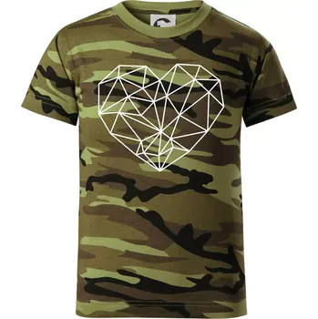 Chlapecké oblečení Srdce geometrie - Dětské maskáčové triko - 134 cm/8 let ( Zelený maskáč )