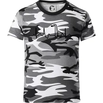 Chlapecké tričko Saxofon ekg - Dětské maskáčové triko - 146 cm/10 let ( Šedý maskáč )