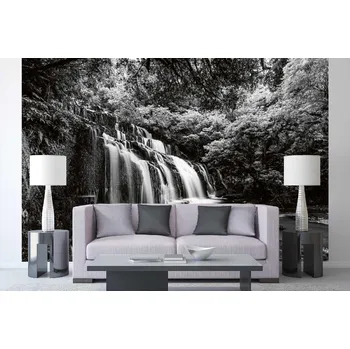 Fototapeta DIMEX | Samolepicí vliesová fototapeta na zeď Kaskády Purakaunui MA-5-3169 | 375 x 250 cm | bílá, černá + Samolepicí vliesová fototapeta na stěnu DIMEX Kaskády Purakaunui MA53169 v rozměru 375 x 250 cm