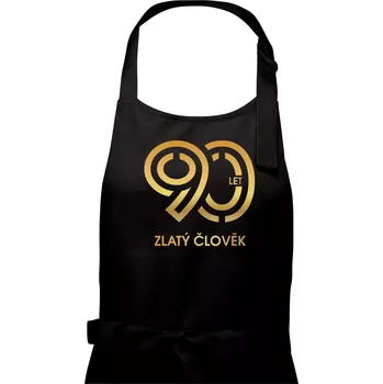 Kuchyňská zástěra 90 let zlatý člověk - Dámská zástěra na vaření - Univerzální velikost ( Černá )