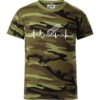 Chlapecké tričko EKG motorová pila - Dětské maskáčové triko - 146 cm/10 let ( Zelený maskáč )