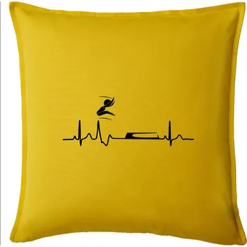 Polštář EKG skok do dálky - Polštář 50x50 - 50x50 - Pouze potah ( Žlutá )