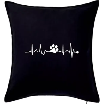 Polštář Ekg psí tlapka - Polštář 50x50 - 50x50 - Pouze potah ( Černá )