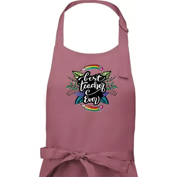 Kuchyňská zástěra Barevné tužky best teacher ever - Dámská zástěra na vaření - Univerzální velikost ( Starorůžová )
