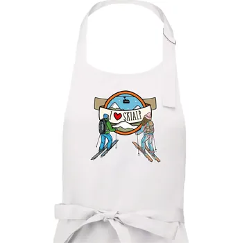 Kuchyňská zástěra I love skialp - Dámská zástěra na vaření - Univerzální velikost ( Bílá )