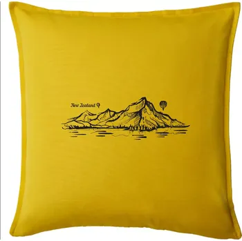 Polštář Nový Zéland nápis a hory Aoraki - Mount Cook - Polštář 50x50 - 50x50 - Pouze potah ( Žlutá )