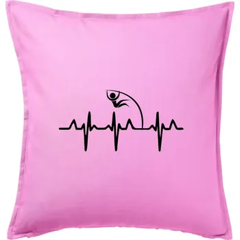 Polštář EKG skok o tyči - Polštář 50x50 - 50x50 - Pouze potah ( Růžová )