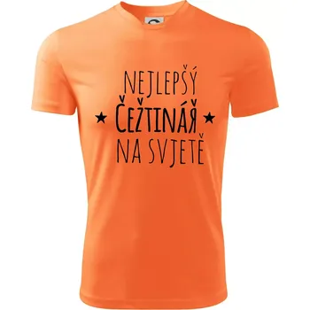 Chlapecké tričko Nejlepší češtinář na světě - Dětské triko sportovní (dresovina) - 122 cm/6 let ( Neon mandarine )