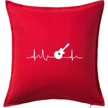 Polštář EKG akustická kytara - Polštář 50x50 - 50x50 - Pouze potah ( Červená )