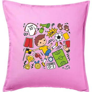Polštář Malý fotbalista ikony - Polštář 50x50 - 50x50 - Pouze potah ( Růžová )