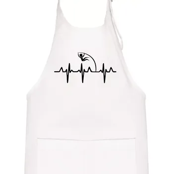 Kuchyňská zástěra EKG skok o tyči - Dětská zástěra na vaření - Univerzální velikost ( Bílá )