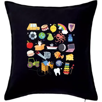 Polštář Obrázková abeceda - Polštář 50x50 - 50x50 - Pouze potah ( Černá )