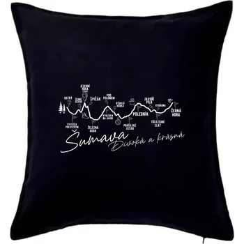 Polštář Šumava - Divoká a krásná - Polštář 50x50 - 50x50 - Pouze potah ( Černá )