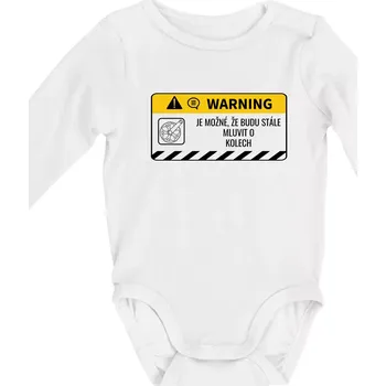 Warning mluvení - Kolo - Body kojenecké s dlouhým rukávem - Dlouhý r. 3-6 měs ( Bílá )