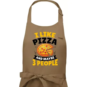 Kuchyňská zástěra I like pizza and maybe 3 people - Pánská zástěra na vaření - Univerzální velikost ( Cappuccino )