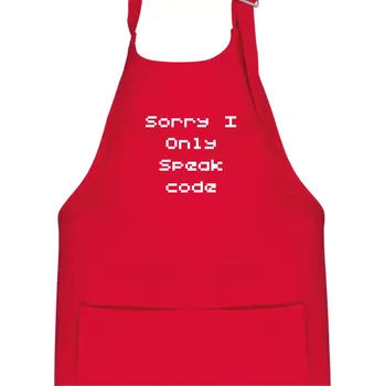 Kuchyňská zástěra Sorry I Only Speak code - Dětská zástěra na vaření - Univerzální velikost ( Červená )