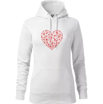 Dámská mikina Srdce síť - Mikina dámská Cape s kapucí - L ( Bílá )